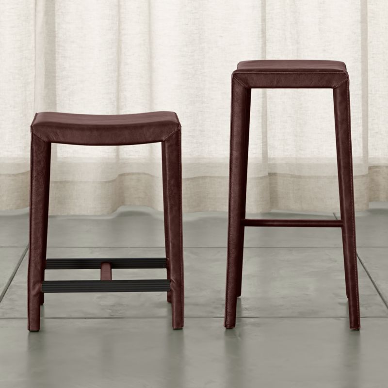 Folio Merlot Top-Grain Leather Backless Counter Stool - image 1 of 5