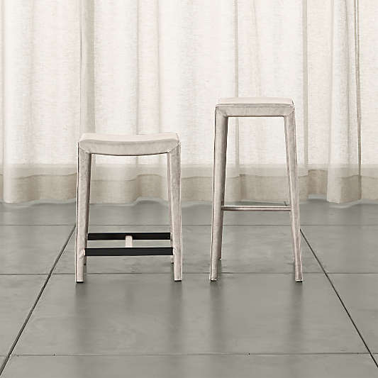 Folio Sand Top-Grain Leather Backless Counter Stool