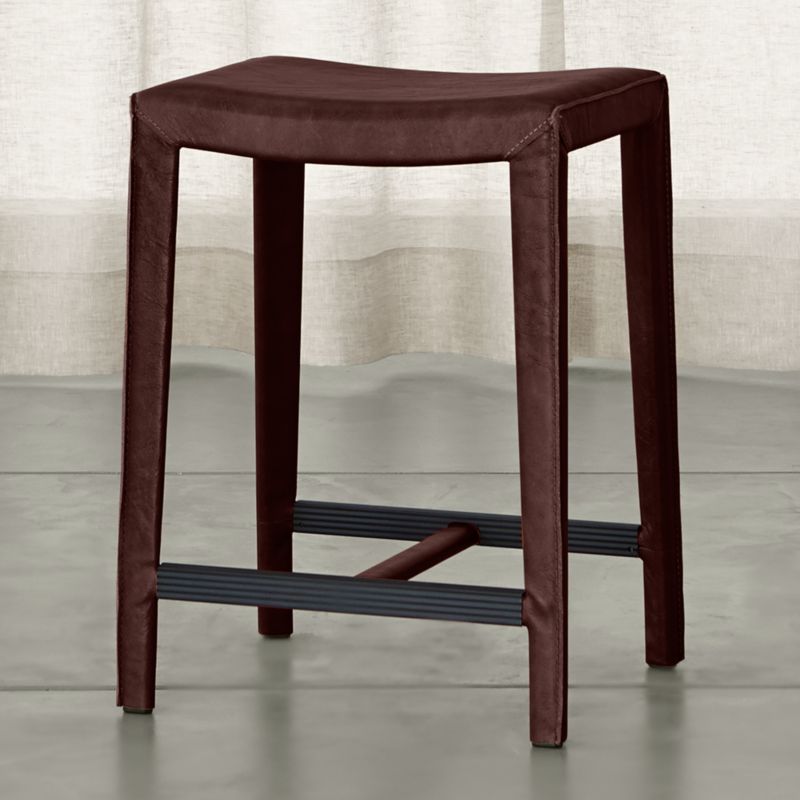 Folio Merlot Top-Grain Leather Backless Counter Stool - image 0 of 5