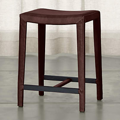 Folio Merlot Top-Grain Leather Backless Counter Stool