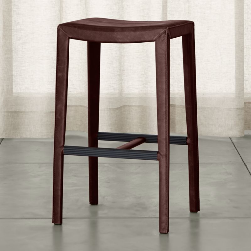 Folio Merlot Top-Grain Leather Backless Bar Stool - image 0 of 5