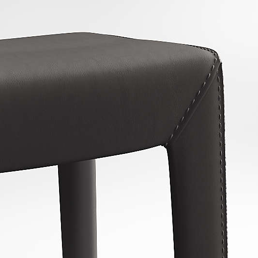 Folio Viola Black Top-Grain Leather Backless Counter Stool