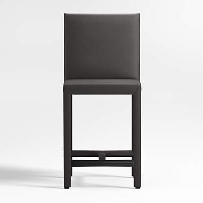 Folio Viola Black Top-Grain Leather Counter Stool