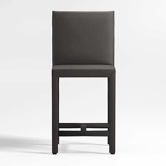 Folio Viola Black Top-Grain Leather Counter Stool