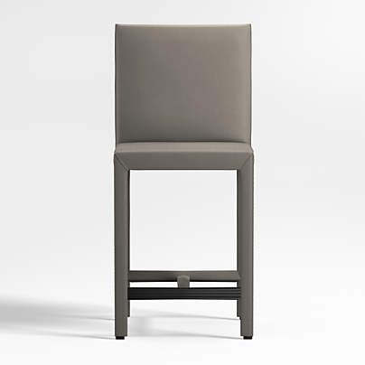 Folio Stone Grey Top-Grain Leather Counter Stool