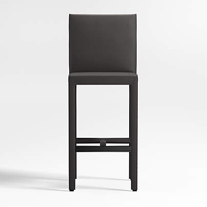 Folio Viola Black Top-Grain Leather Bar Stool