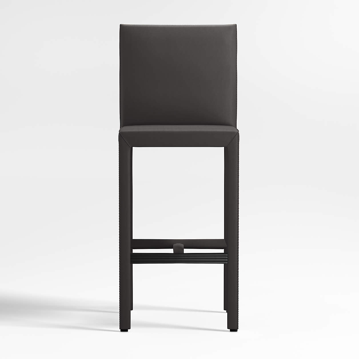 Folio Viola Black Top-Grain Leather Bar Stool + Reviews | Crate & Barrel