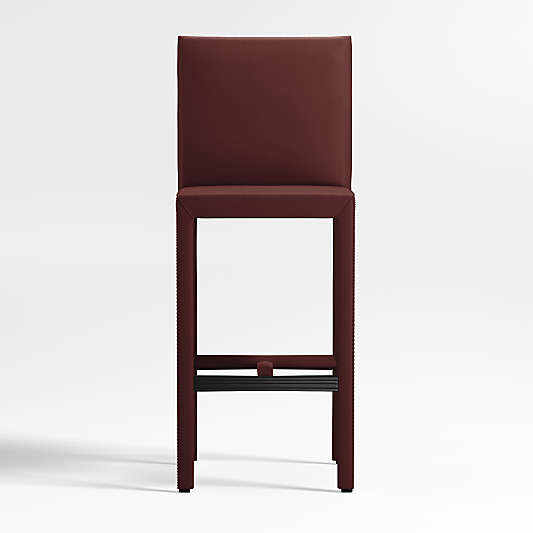 Folio Merlot Top-Grain Leather Bar Stool