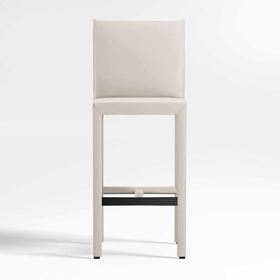 Folio Sand TopGrain Leather Bar Stool + Reviews Crate & Barrel