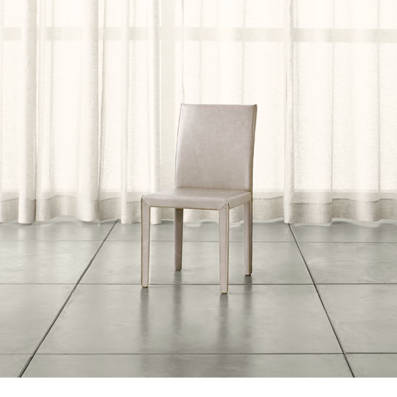 Folio Sand TopGrain Leather Dining Chair Crate & Barrel