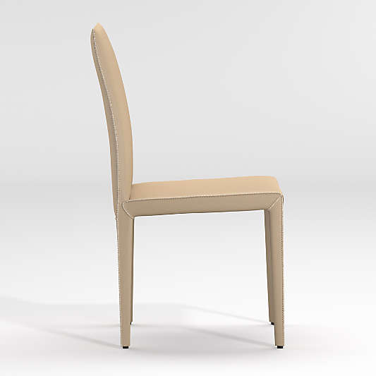 Folio Beige Top-Grain Leather Dining Chair