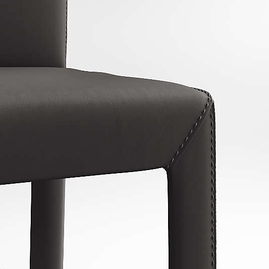 Folio Viola Black Top-Grain Leather Counter Stool