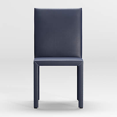 Folio Deep Blue Top Grain Leather, Crate And Barrel Leather Dining Room Chairs