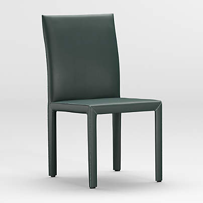 Folio Dark Green Top-Grain Leather Dining Chair
