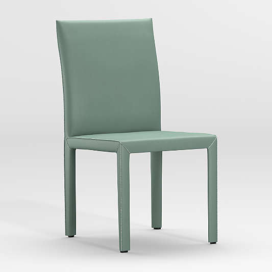 Folio Green Top-Grain Leather Dining Chair