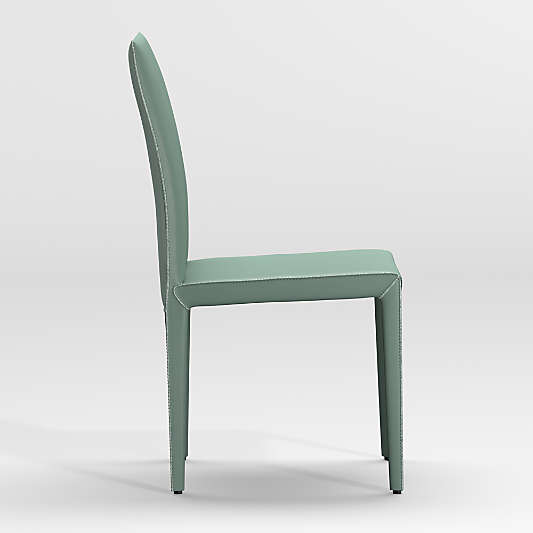 Folio Green Top-Grain Leather Dining Chair