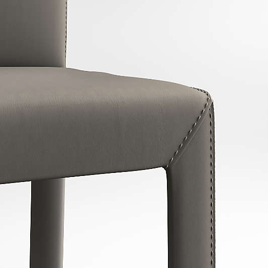 Folio Stone Grey Top-Grain Leather Bar Stool