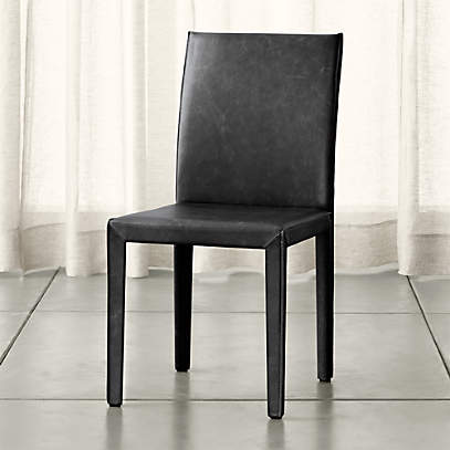 Folio Viola Top Grain Leather Dining, Crate And Barrel Black Dining Room Chairs