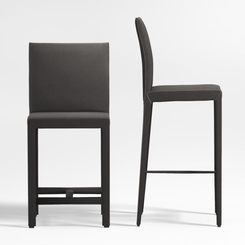 Folio Viola Black Top-Grain Leather Bar Stool - image 1 of 6