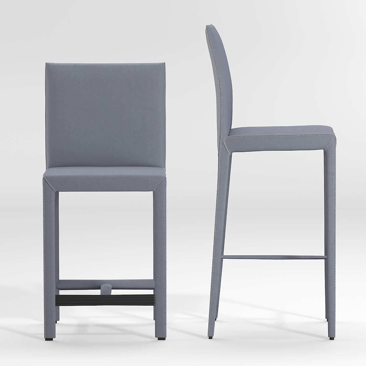 Folio Slate Blue TopGrain Leather Bar Stools Crate & Barrel