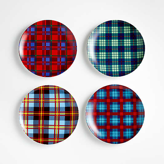 Folke Plaid Plates, Set of 4