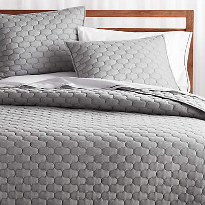 Fontaine Grey Cotton Quilt King, Grey Cotton King Size Bedding