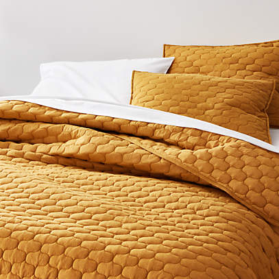 Fontaine Mustard Yellow Cotton Quilt, Queen Size Quilt Bedding