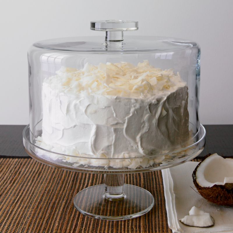 Footed Glass Pedestal Cake Stand with Dome Crate Barrel