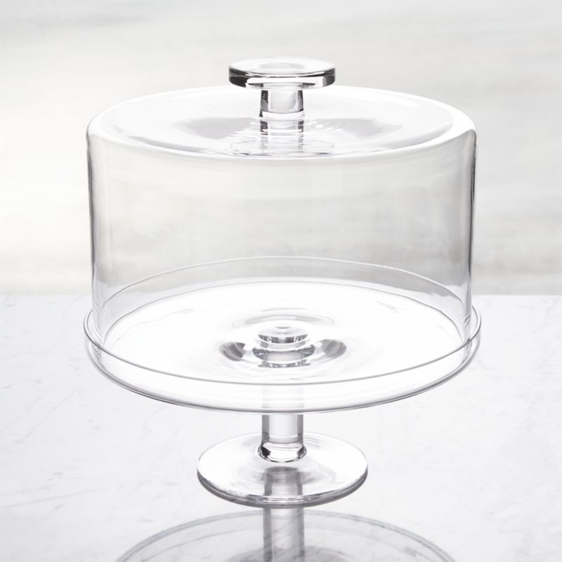 9.1 in Stylish Glass Footed Cake Plate with Lid Cake Stand with Dome