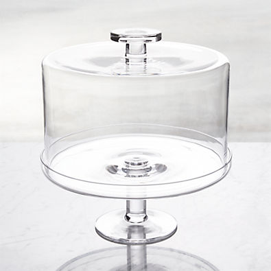 View Footed Glass Pedestal Cake Stand with Dome details