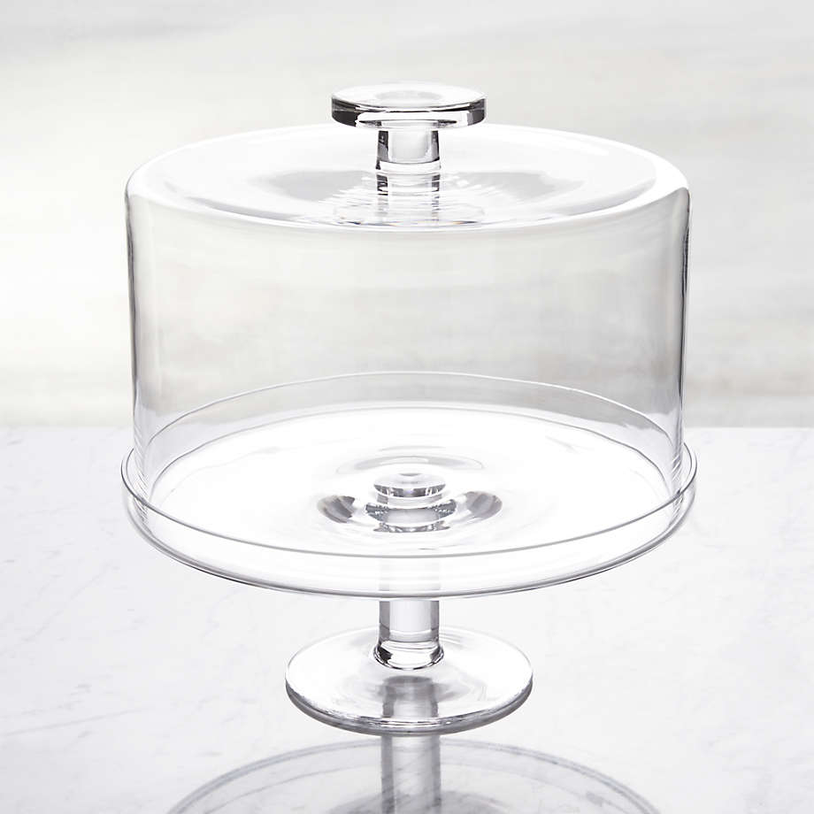 Footed Glass Pedestal Cake Stand with Dome