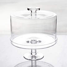 Footed Glass Pedestal Cake Stand with Dome + Reviews | Crate & Barrel