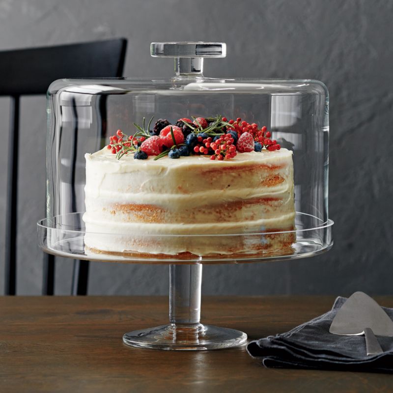 Footed Glass Pedestal Cake Stand with Dome Crate Barrel