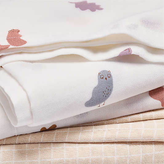 Forest Animals Organic Cotton Gauze Baby Swaddle Blankets, Set of 2