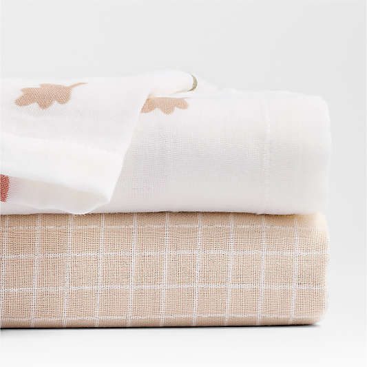 Forest Animals Organic Cotton Gauze Baby Swaddle Blankets, Set of 2