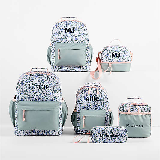 Forest Floral Green Small Kids Backpack with Side Pockets
