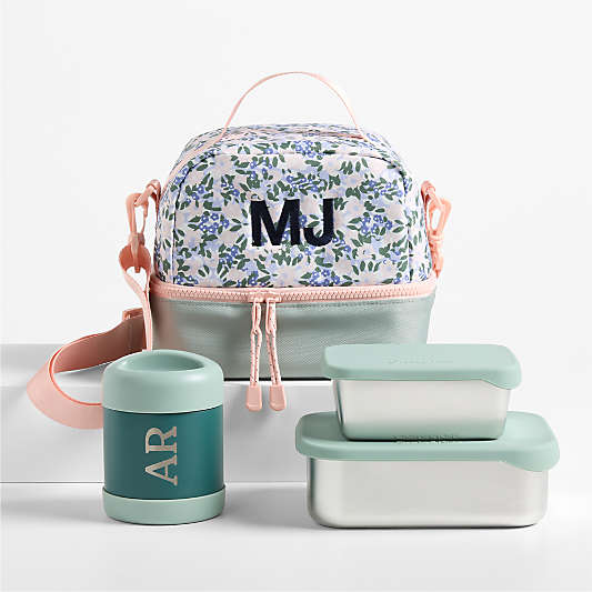 Forest Floral Green Kids Lunch Box Bundle
