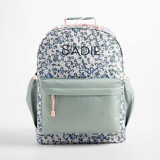 Forest Floral Green Large Kids Backpack with Side Pockets