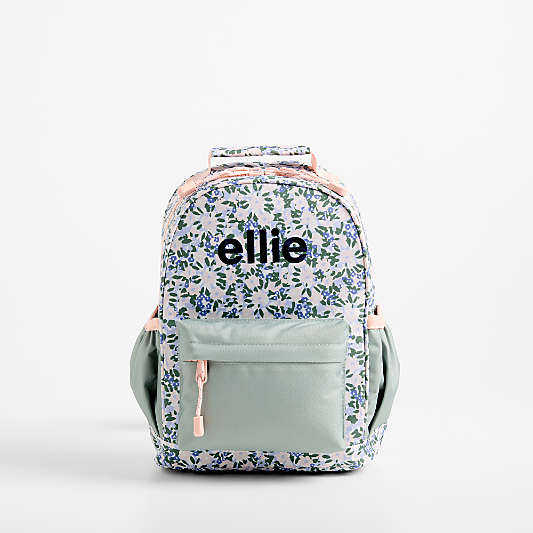 Forest Floral Green Small Kids Backpack with Side Pockets