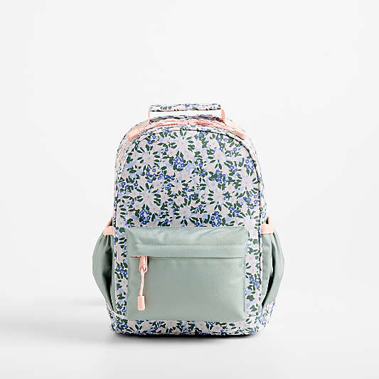 Forest Floral Green Small Kids Backpack with Side Pockets