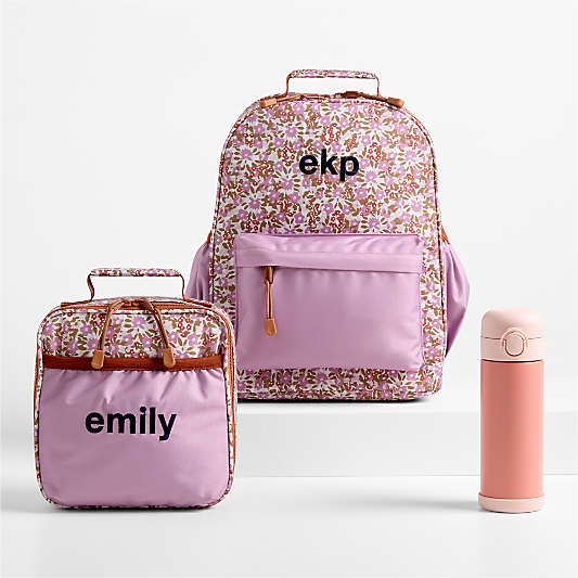 Pink Colorblock Insulated Stainless Steel Kids Water Bottle with Straw