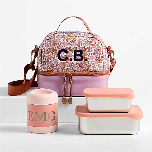 Forest Floral Lilac Purple Kids Lunch Box Bundle