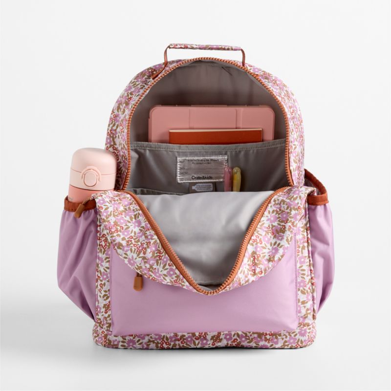 Forest Floral Pink Large Kids Backpack with Side Pockets - image 6 of 9