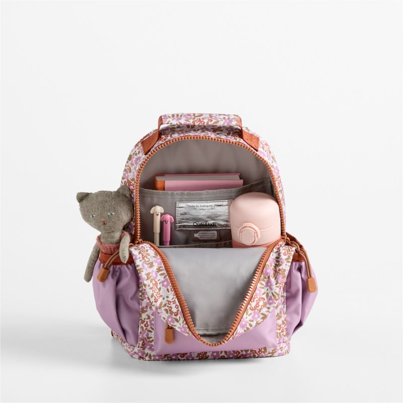 Forest Floral Lilac Purple Small Kids Backpack with Side Pockets - image 9 of 13