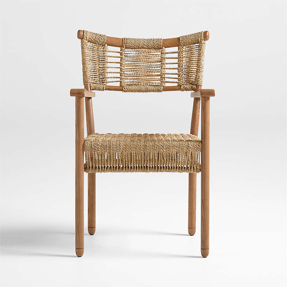 Forge Barley Brown Oak Wood Dining Arm Chair by Jake Arnold + Reviews ...