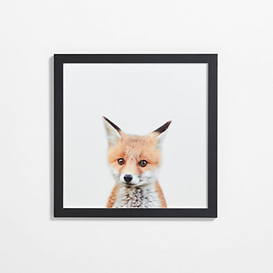 View Baby Fox Black Wood Framed Wall Art Print details