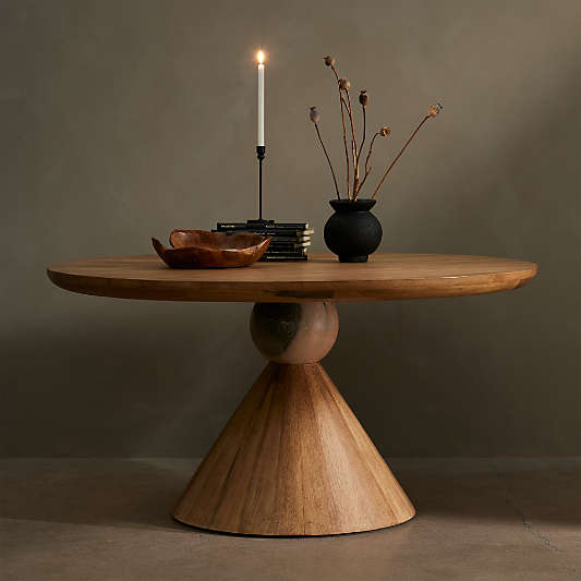 Foxx 60" Natural Wood Round Pedestal Dining Table