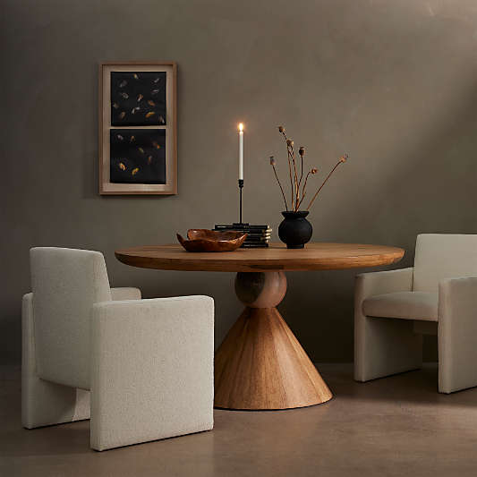 Foxx 60" Natural Wood Round Pedestal Dining Table