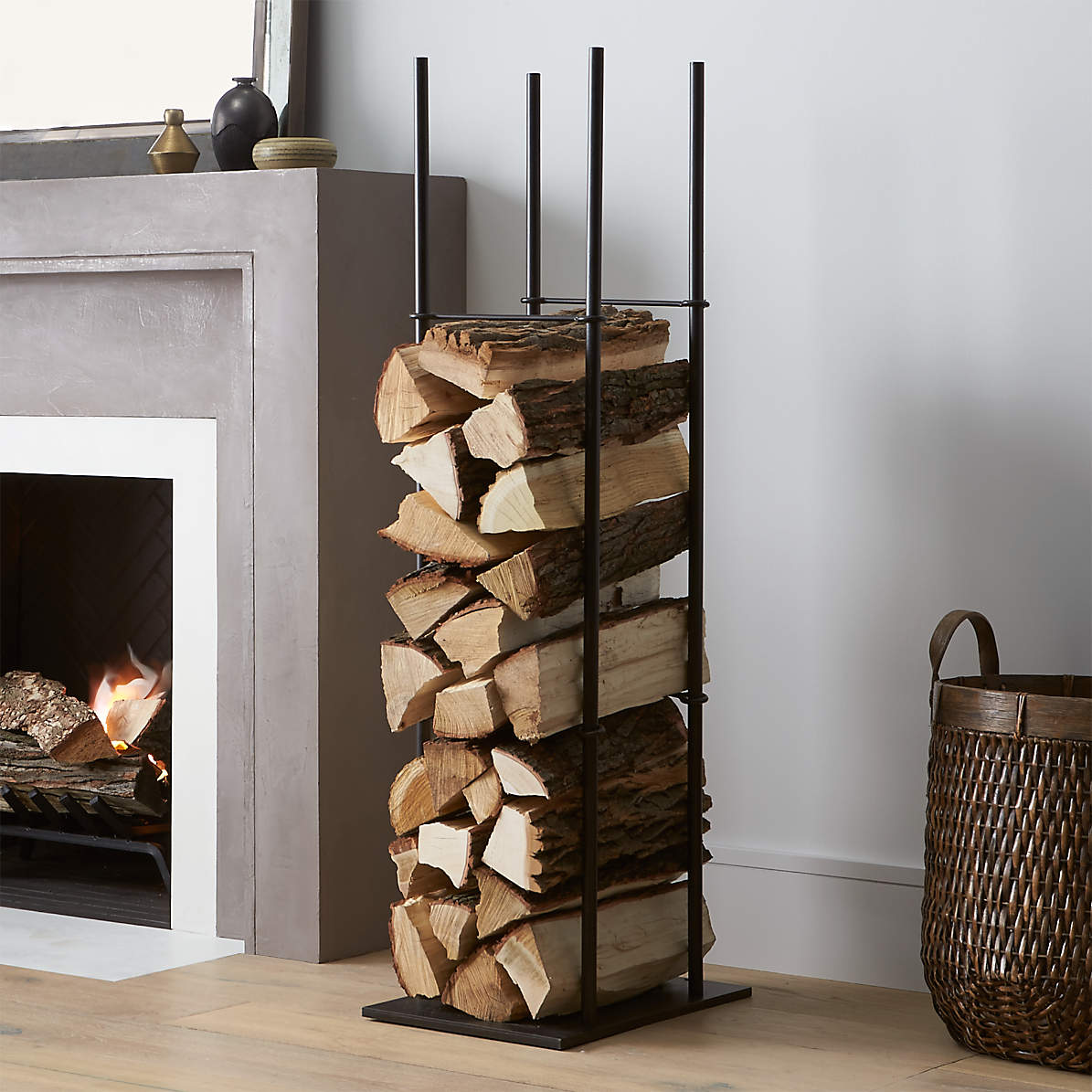 20" Indoor/Outdoor Firewood Log Rack Steel Fireplace Storage Holder