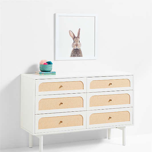 Baby Bunny White Wood Framed Wall Art Print